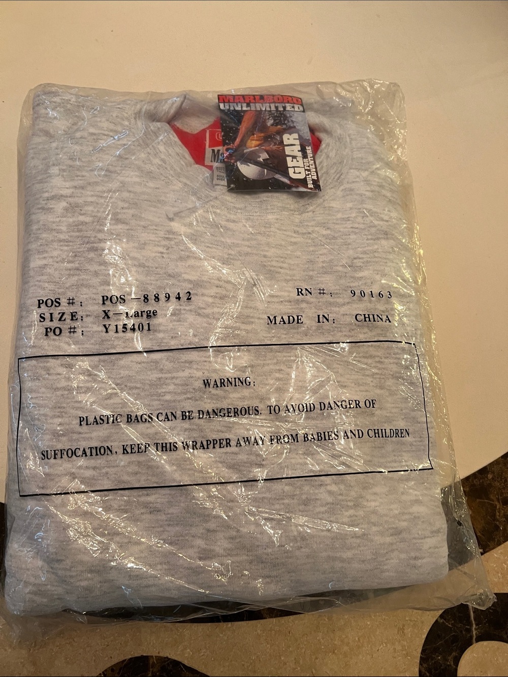 Marlboro Gray Crewneck with Red Logo Tag
